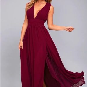 Lulus Heavenly Hues Burgundy Maxi Dress size med